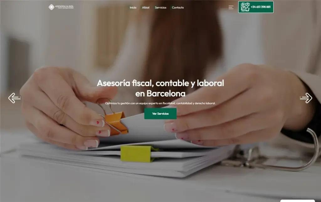 Página web de Asesoría Albiol — diseño web de aColor