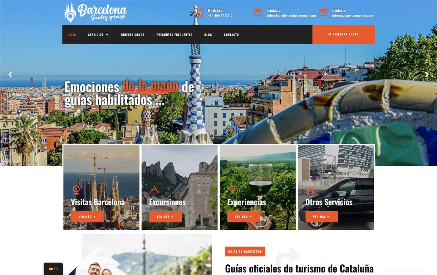 Página web de Barcelona Guides Group — diseño web de aColor