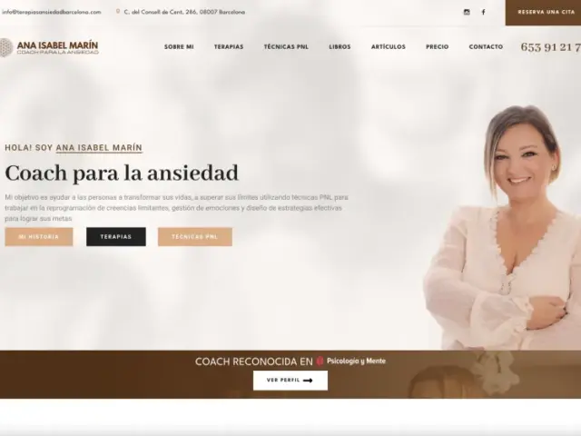 Página web de Ana Isabel Marín · Terapias — diseño web de aColor
