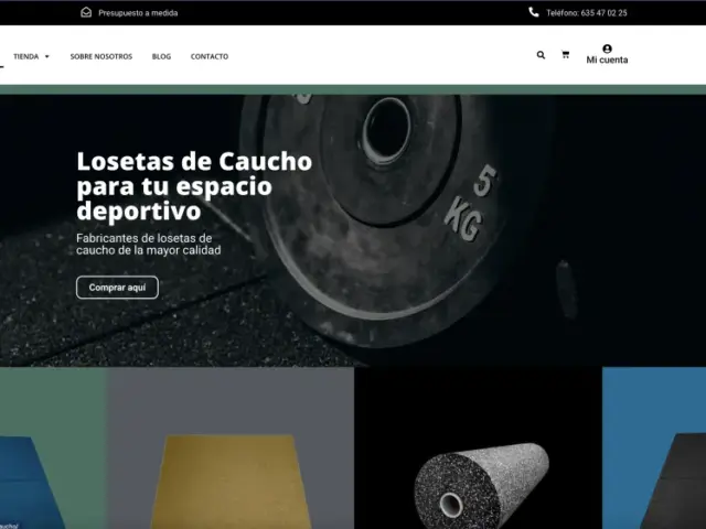 Página web de Losetas de Caucho — diseño web de aColor