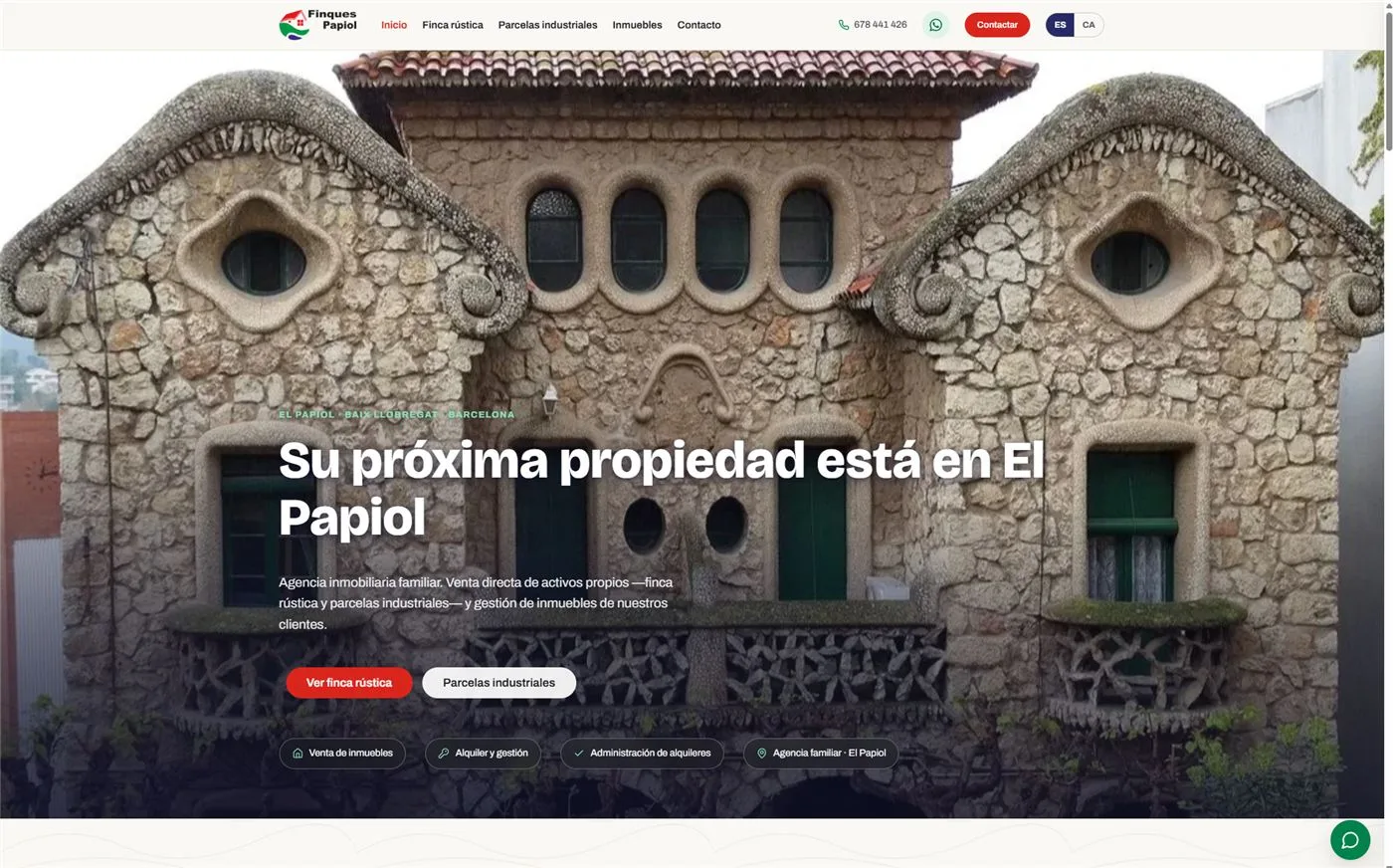 Página web de Finques Papiol — diseño web de aColor