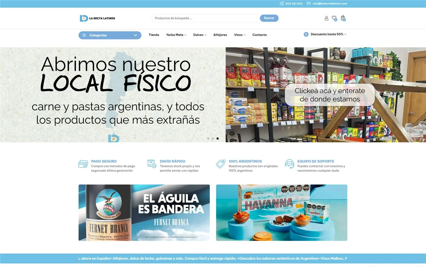 Página web de La Docta Latinos — diseño web de aColor