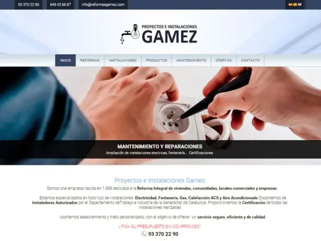 Página web de Instalaciones Gamez — diseño web de aColor