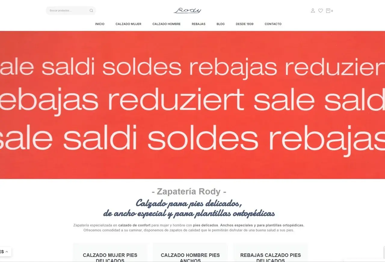 Web de Sabateria Rody hecha por aColor
