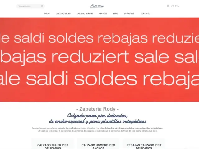 Página web de Sabateria Rody — diseño web de aColor