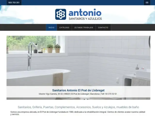 Página web de Sanitarios Antonio — diseño web de aColor