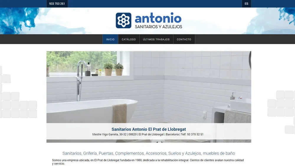 Página web de Sanitarios Antonio — diseño web de aColor