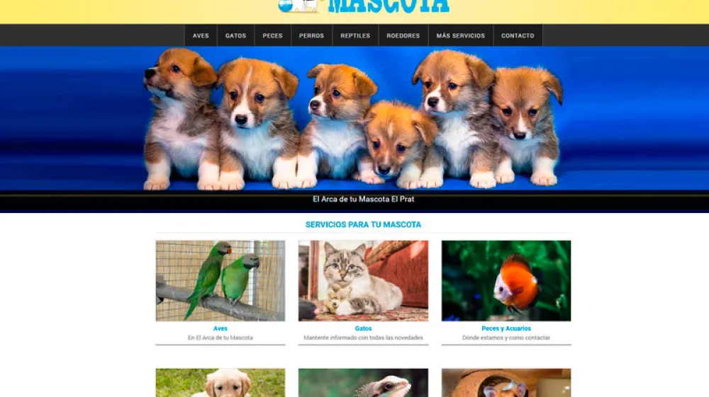 Página web de El Arca de tu Mascota — diseño web de aColor