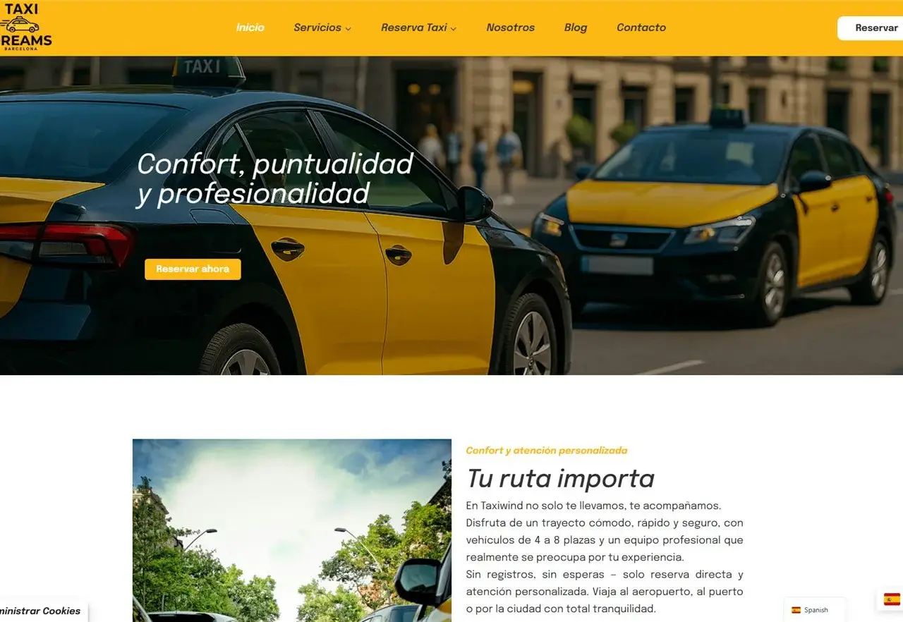 Web de Taxi Dreams Barcelona hecha por aColor