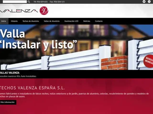 Página web de Techos Valenza — diseño web de aColor