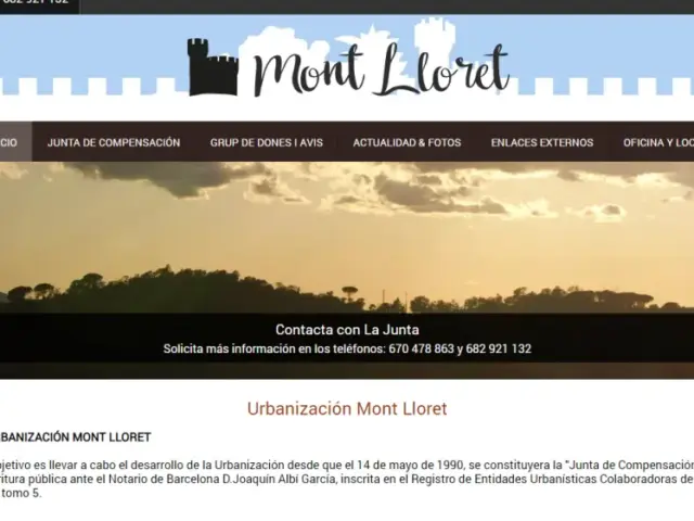 Página web de Urbanització Mont Lloret — diseño web de aColor
