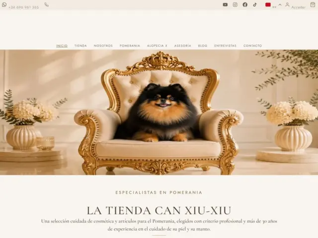 Portada de canxiuxiu.es, tienda online y web de Can Xiu-Xiu, centro especializado en Pomerania en El Prat de Llobregat