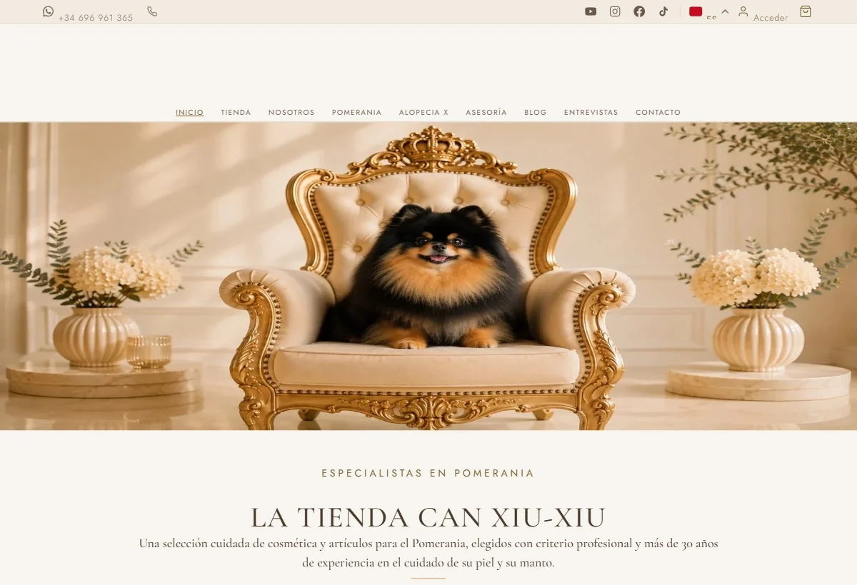 Portada de canxiuxiu.es, tienda online y web de Can Xiu-Xiu, centro especializado en Pomerania en El Prat de Llobregat