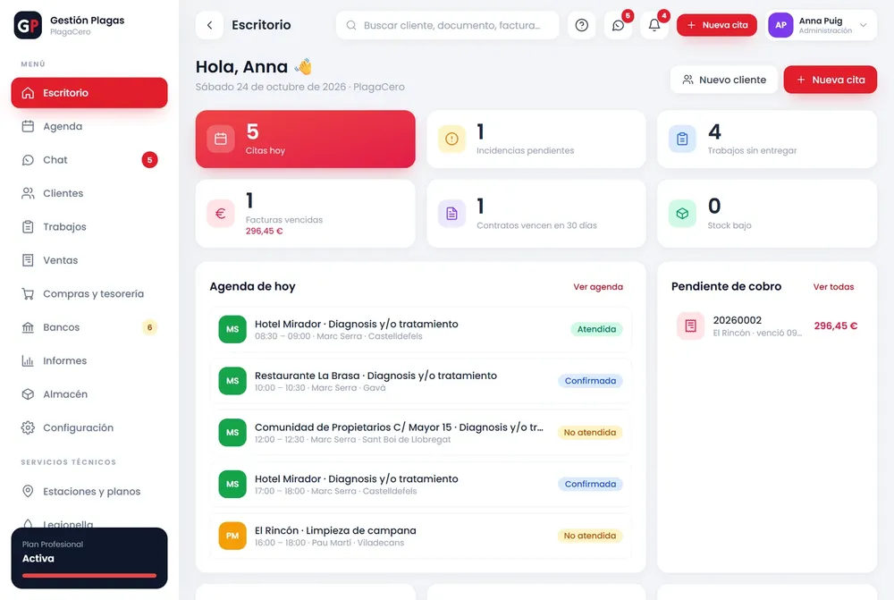 Página web de Gestión Plagas — diseño web de aColor