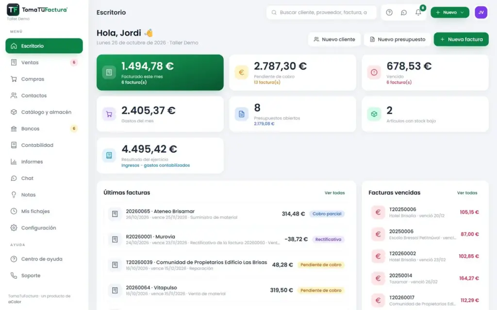 Página web de TomaTuFactura — diseño web de aColor