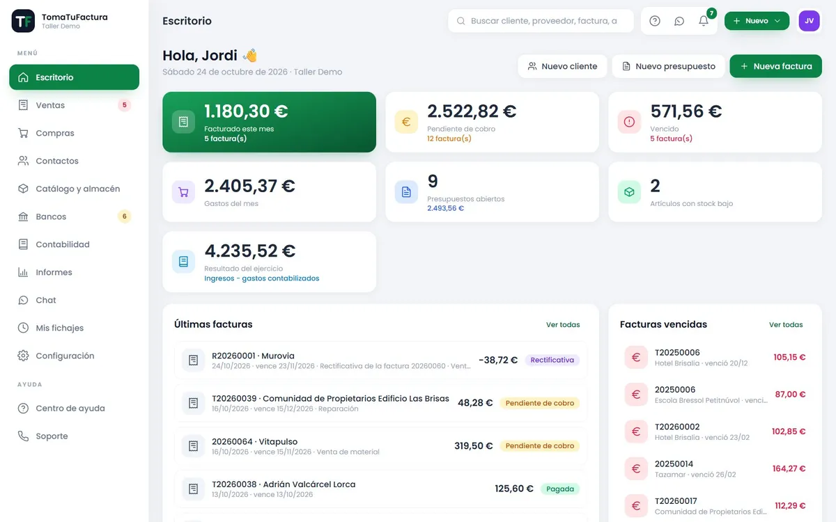 Página web de TomaTuFactura — diseño web de aColor